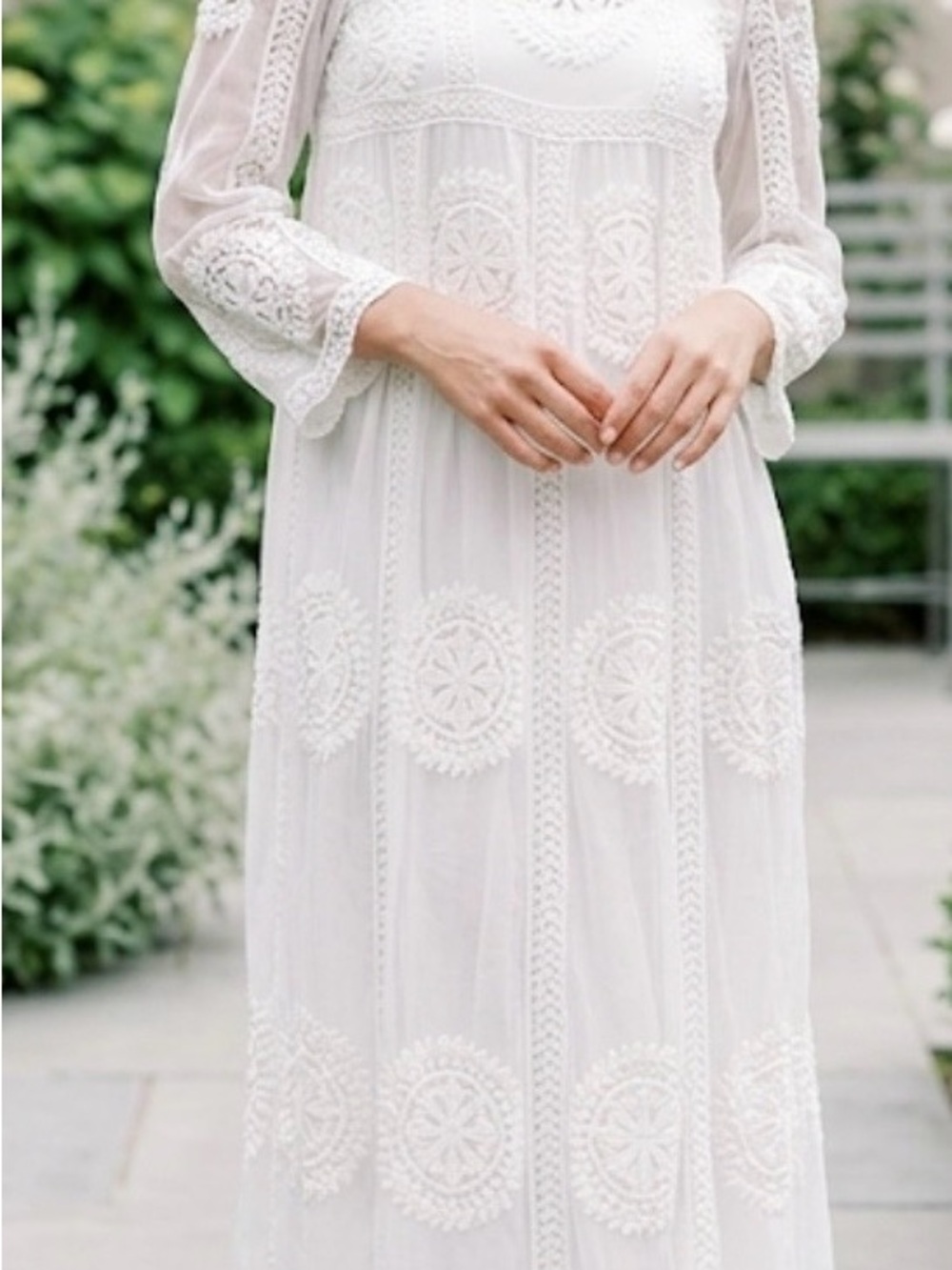 Bohemian Lace Embroidered White Wedding Dress